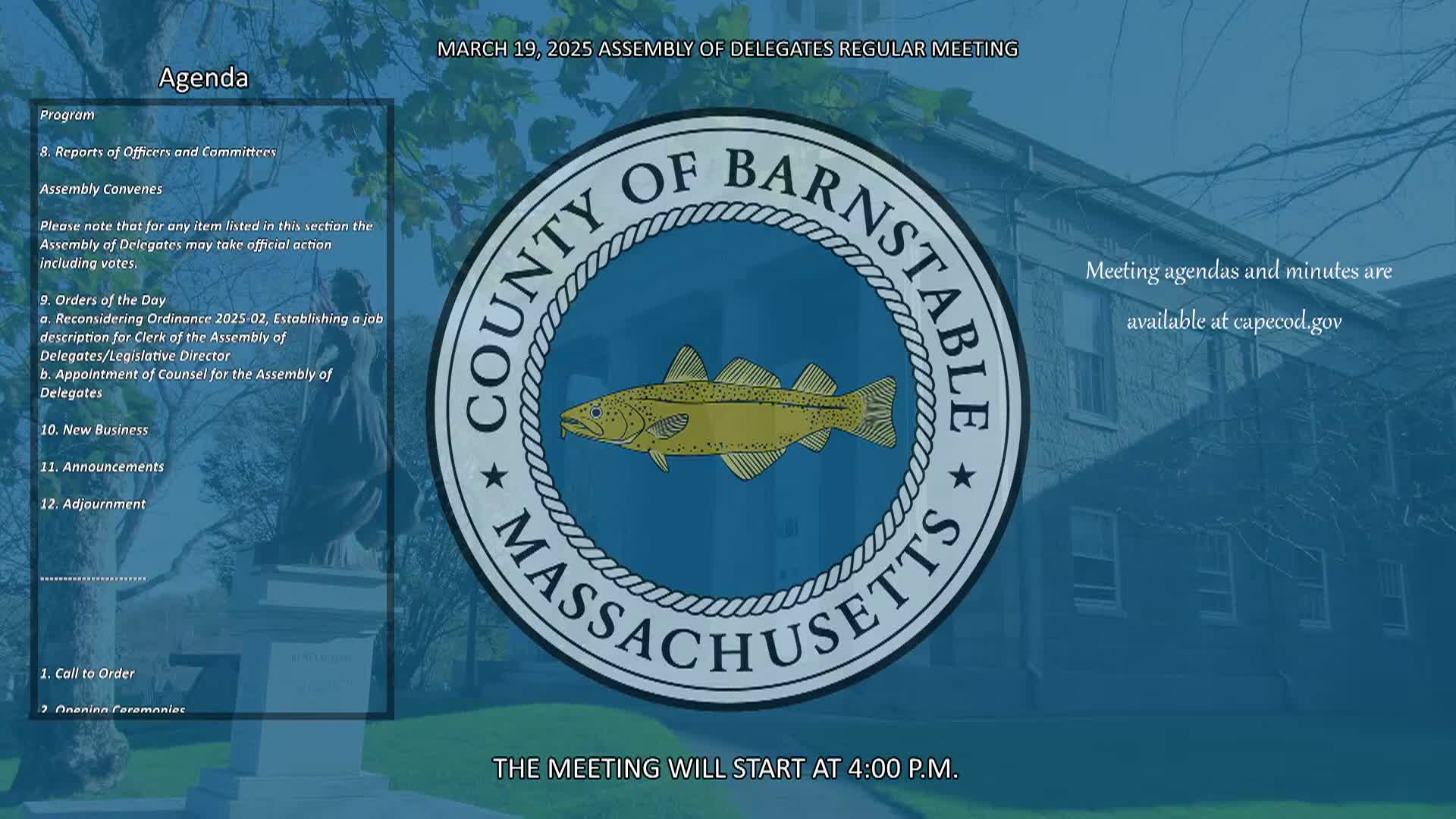 Thumbnail image for Barnstable County Assembly of Delegates 3-19-2025