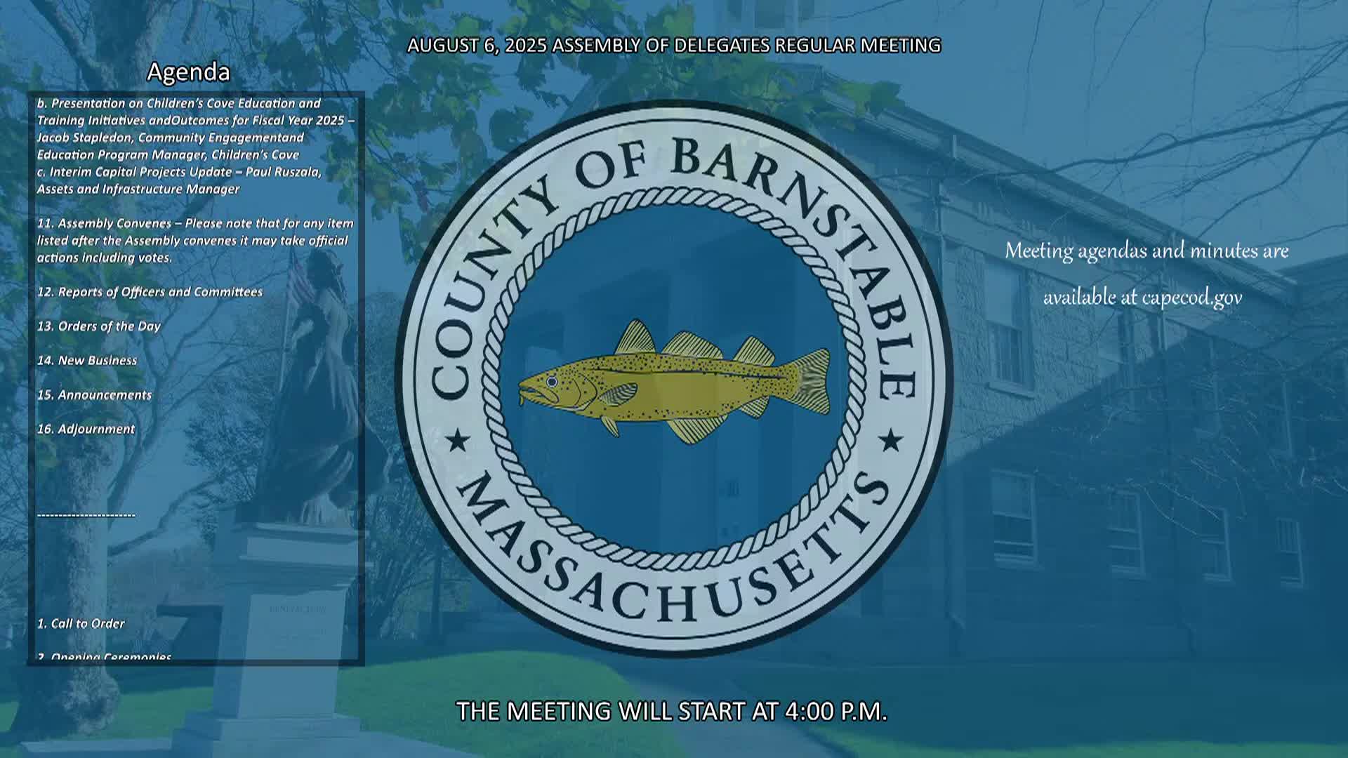 Thumbnail image for Barnstable County Assembly of Delegates 8-6-2025