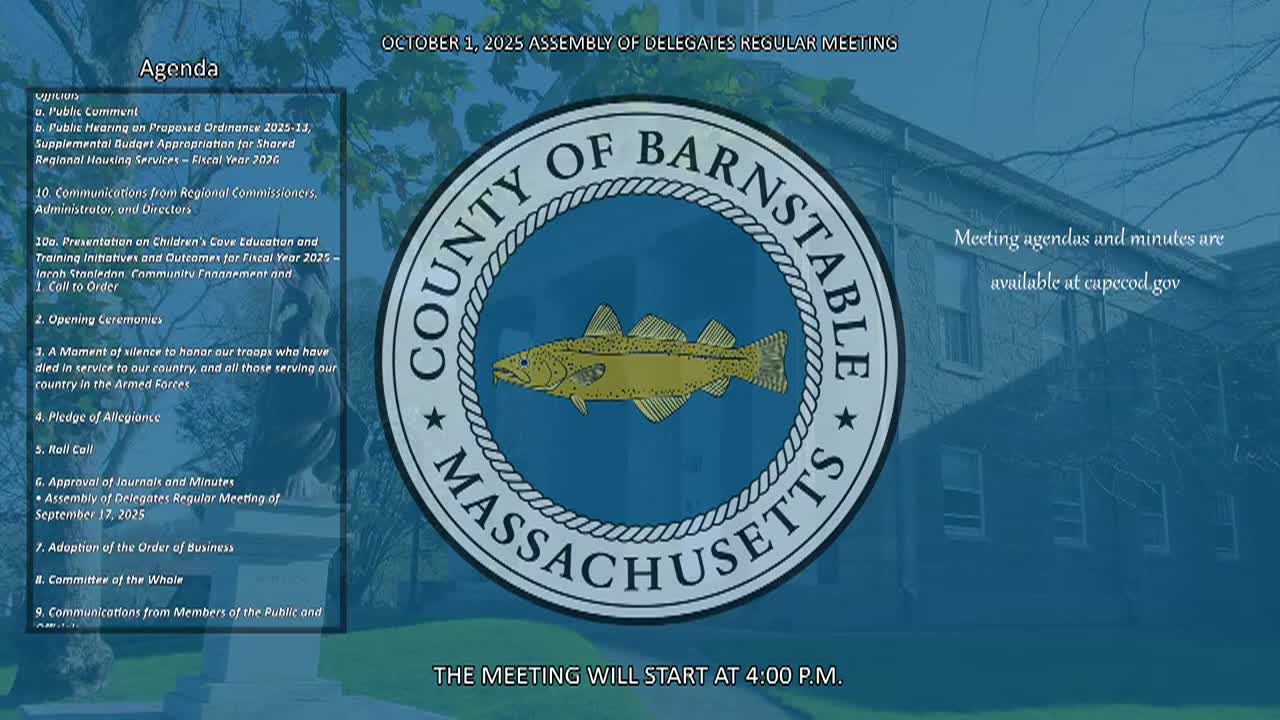 Thumbnail image for Barnstable County Assembly of Delegates 10-1-2025