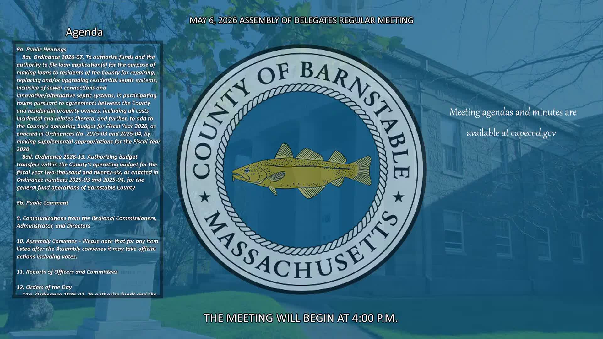 Thumbnail image for Barnstable County Assembly of Delegates 5-6-2026